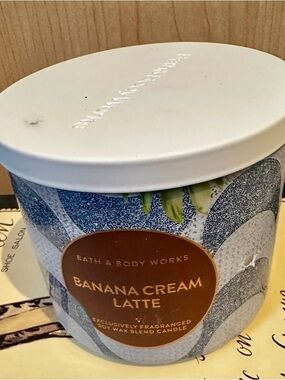 Bath & Body Works Banana Cream Latte Scented 3-Wick Candle
